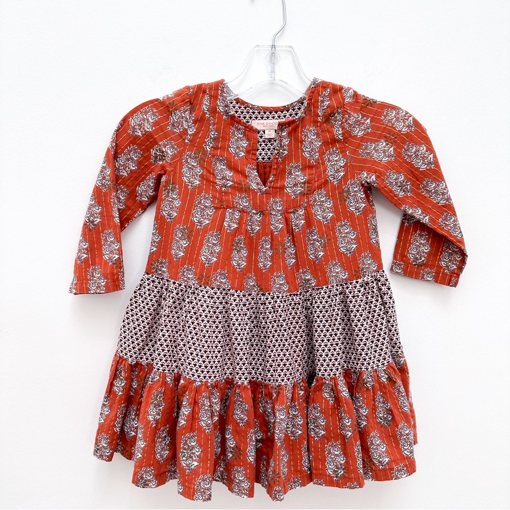 Pink Chicken Orange and White Casual Dress